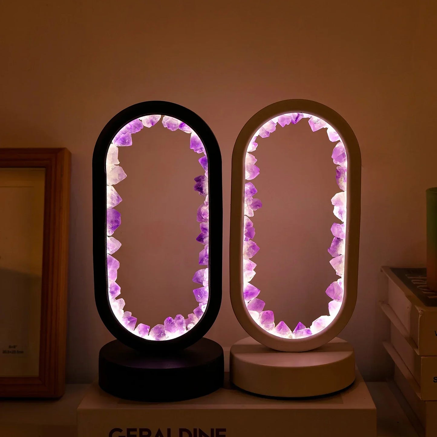 Amethist Lamp – Natuurlijke Paarse Kristallen voor Rustgevende Verlichting in Slaapkamer of Meditatiehoek