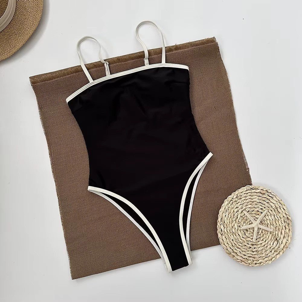 Omara | Dames Bandeau Zwempak – Verstelbare Schouderbandjes – Effen Design – Elegante Pasvorm