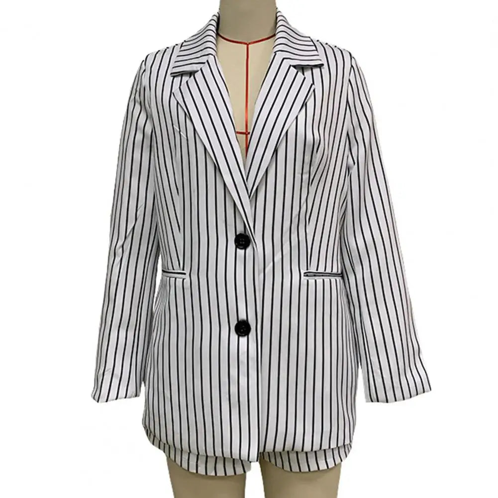 Nicolette | Dames Blazer en Short Set – Gestreept – Oversized Fit – Hoge Taille