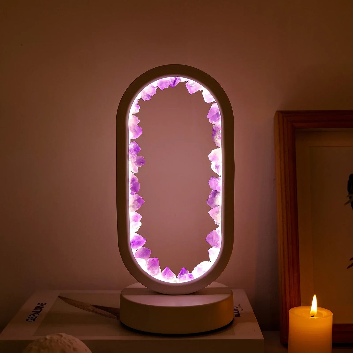 Amethist Lamp – Natuurlijke Paarse Kristallen voor Rustgevende Verlichting in Slaapkamer of Meditatiehoek