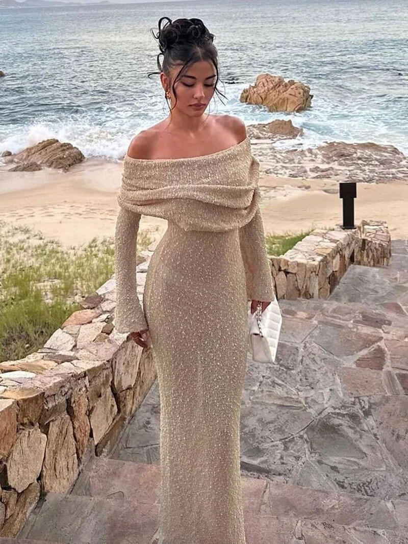 MARISOL | Off Shoulder Maxi-Jurk