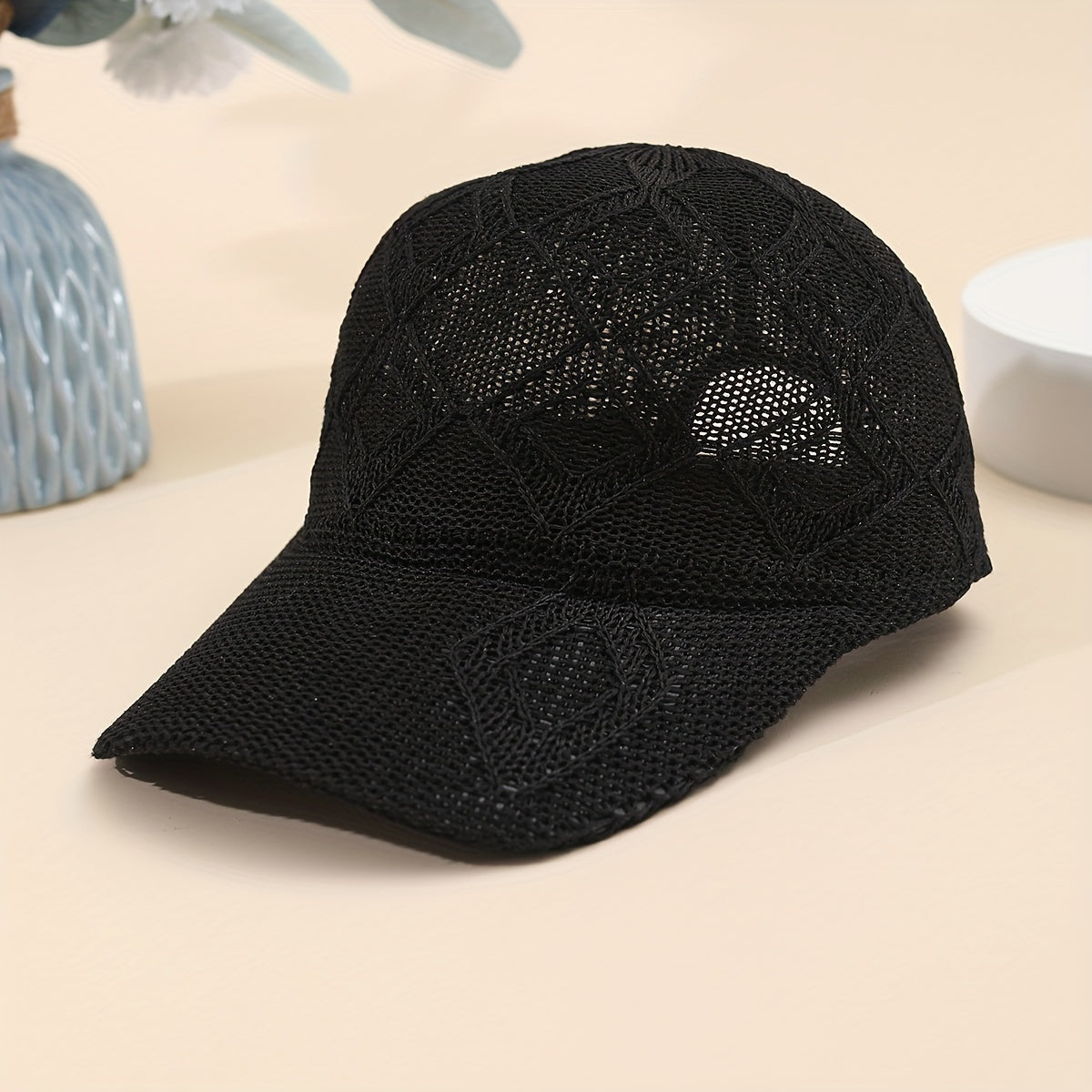 Gehaakte baseball cap voor dames met luchtig open patroon