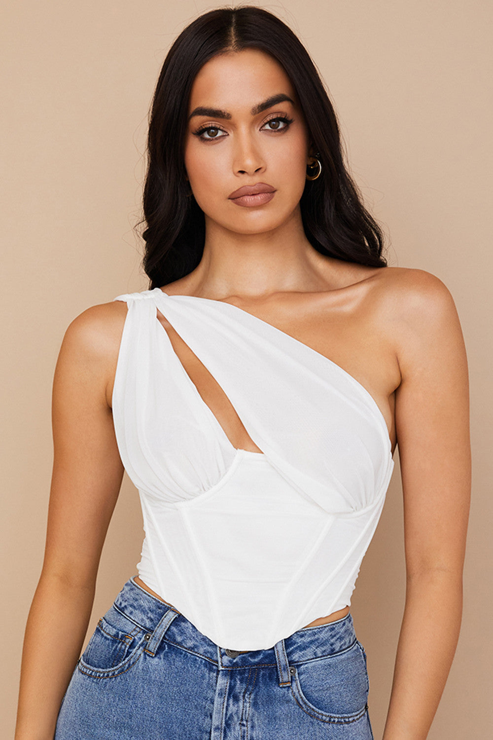 Myra | Dames Corset Top – One-Shoulder Asymmetrisch Design, Boning Structuur, Elegante Pasvorm