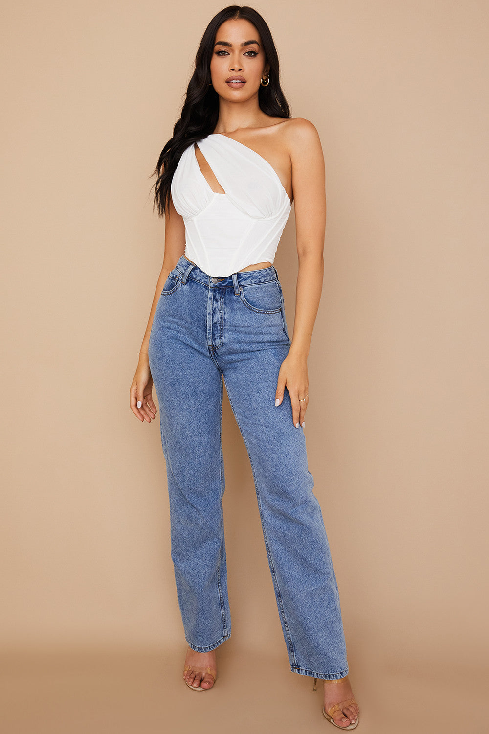 Myra | Dames Corset Top – One-Shoulder Asymmetrisch Design, Boning Structuur, Elegante Pasvorm
