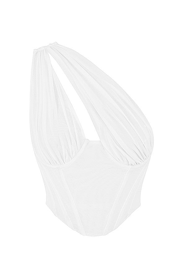 Myra | Dames Corset Top – One-Shoulder Asymmetrisch Design, Boning Structuur, Elegante Pasvorm