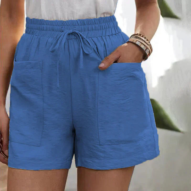 Avril | Dames Short – Hoge Taille Linnen Short met Verstelbaar Koord en Luchtige Pasvorm