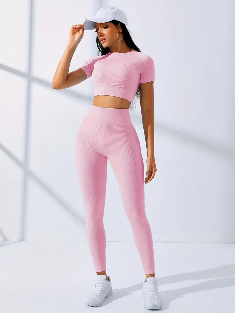 Mariel | Dames Gym Set – Cropped Top, High-Waist Legging, Bil-Lift & Shaping Effect