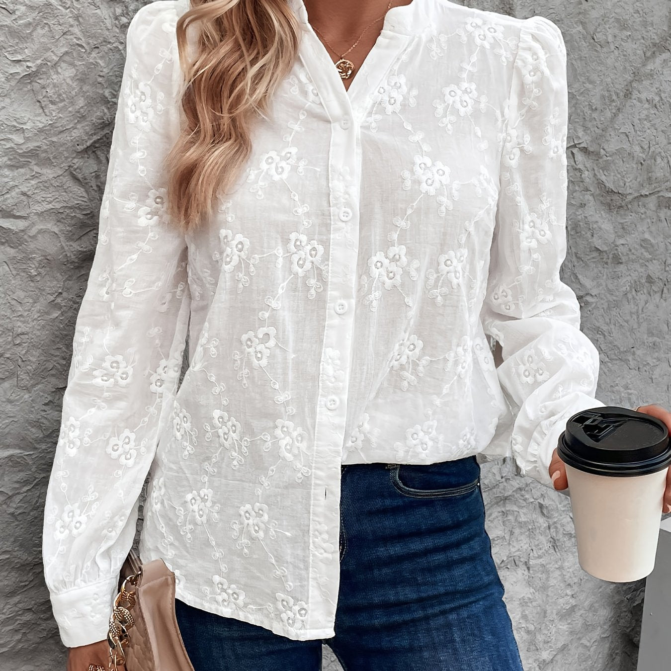 Katrien | Vrouwelijke Kanten Geborduurde Blouse voor Dames - Elegantie en Comfort