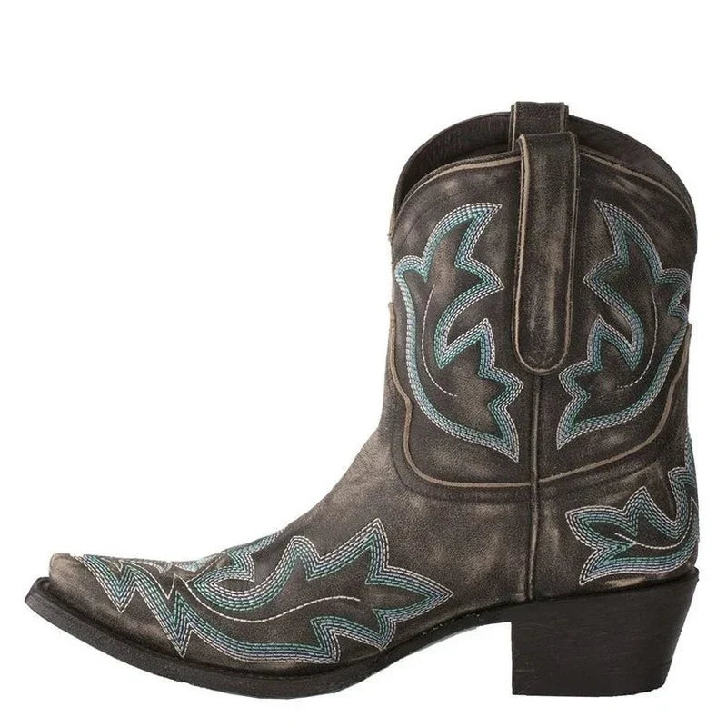 Joanne Cowboylaarzen | Dames Leren Laarzen met Borduursels en Western-Chic Design