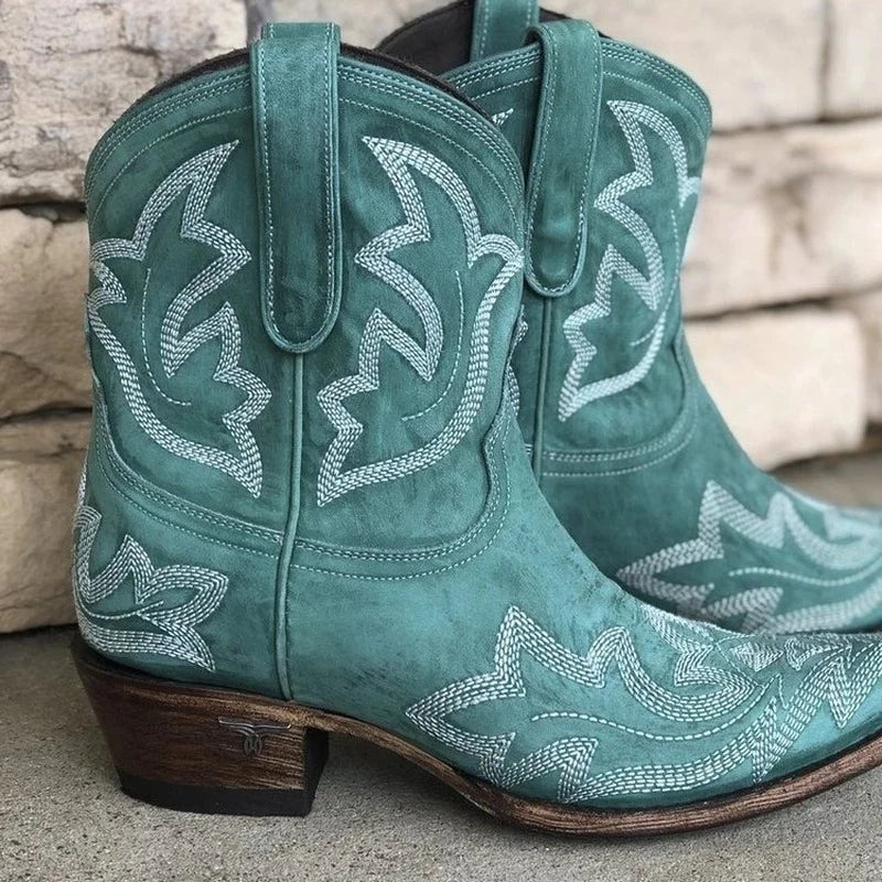 Joanne Cowboylaarzen | Dames Leren Laarzen met Borduursels en Western-Chic Design