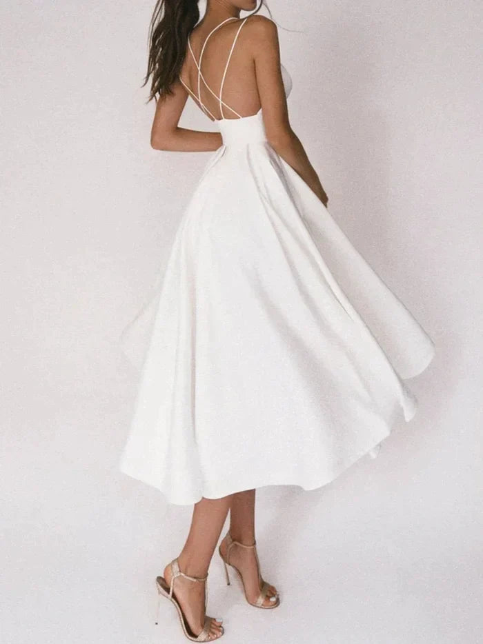 Larissa | Elegante Midi jurk voor Dames - Sexy V-hals en Rugloos Design