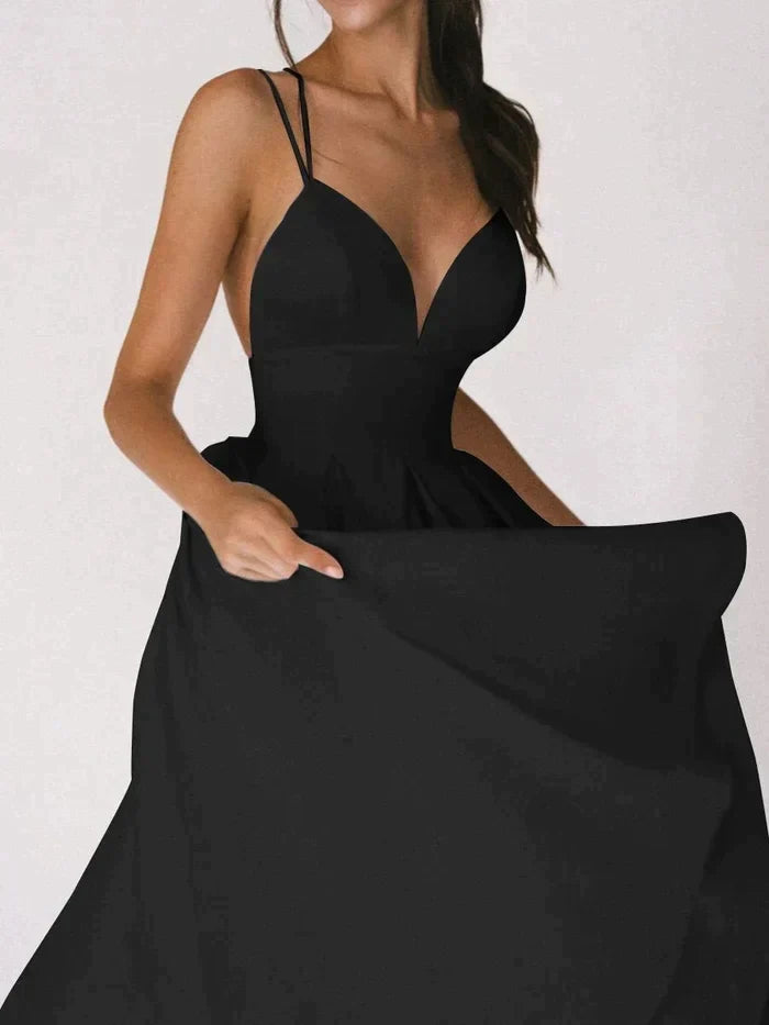 Larissa | Elegante Midi jurk voor Dames - Sexy V-hals en Rugloos Design