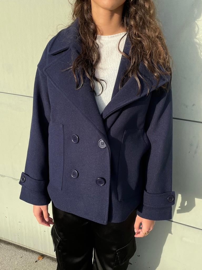 Thekla | Dames Peacoat Jas – Getailleerde Wolmix met Double-Breasted Design voor Tijdloze Elegantie