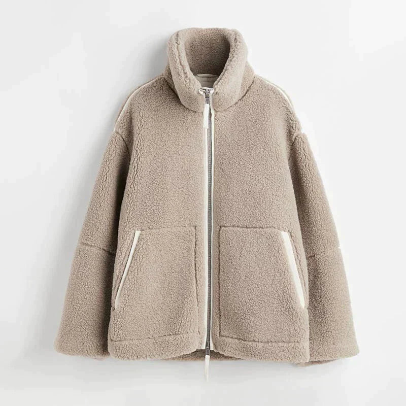 Rose Fleece Jack | Dames oversized teddy jas met ritssluiting