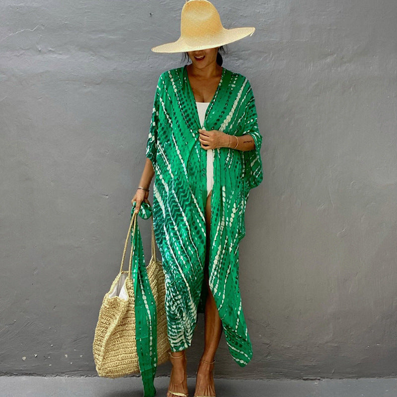 Zoe | Dames Kimono Jurk met Ontspannen Pasvorm en Tailleband – Midi Lengte en Ademend Materiaal