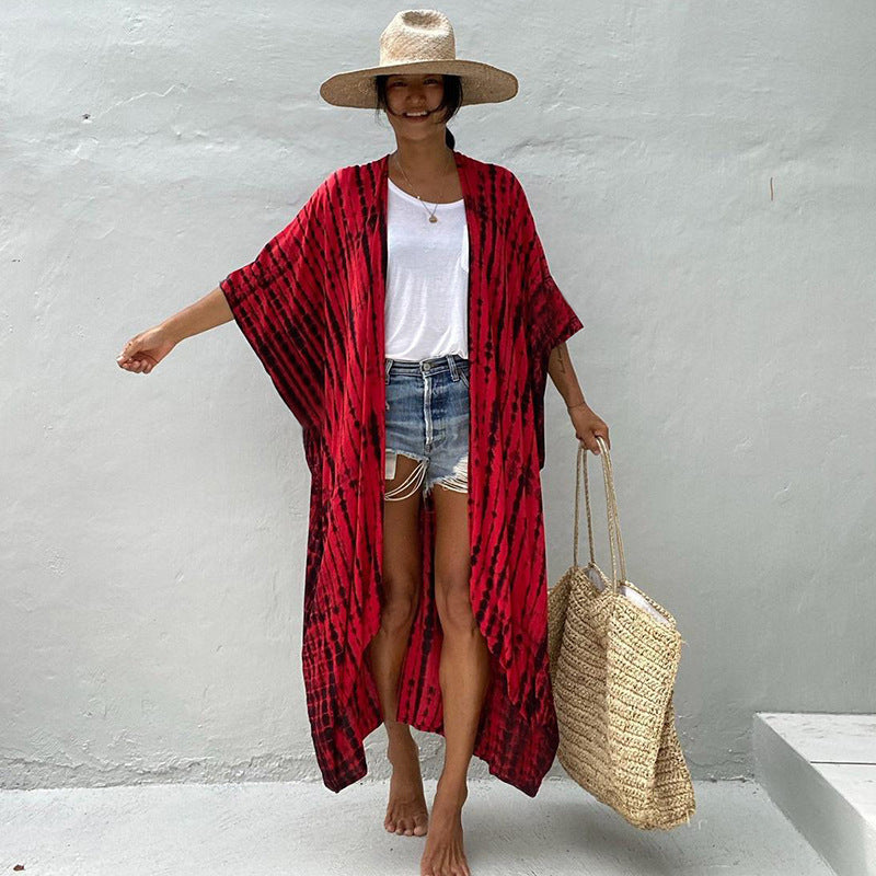 Zoe | Dames Kimono Jurk met Ontspannen Pasvorm en Tailleband – Midi Lengte en Ademend Materiaal