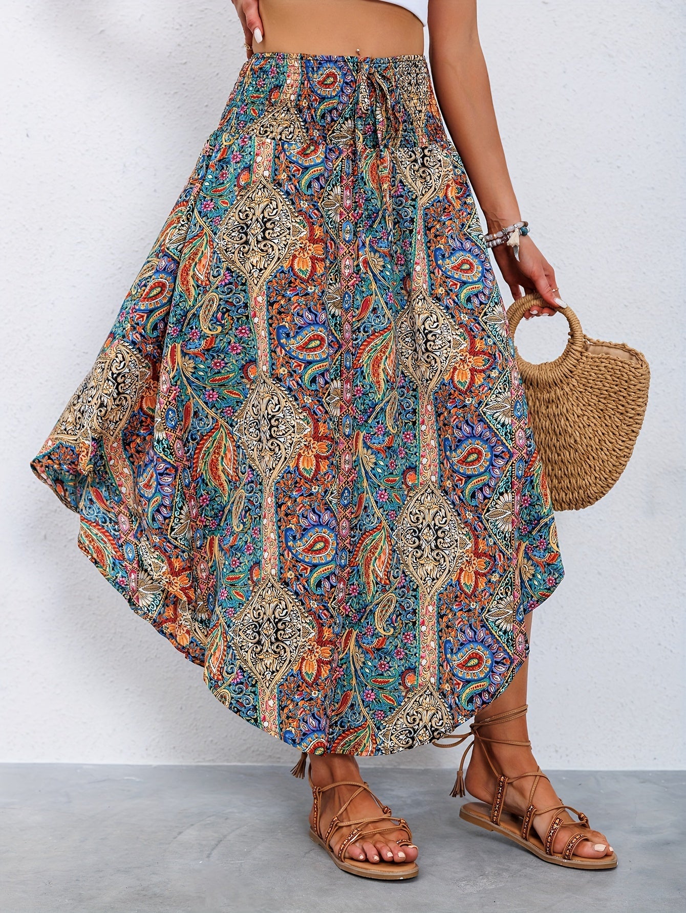 Seraphina Rok | Dames rok met hoge taille en paisleyprint voor casual chique lente- en zomerstijl
