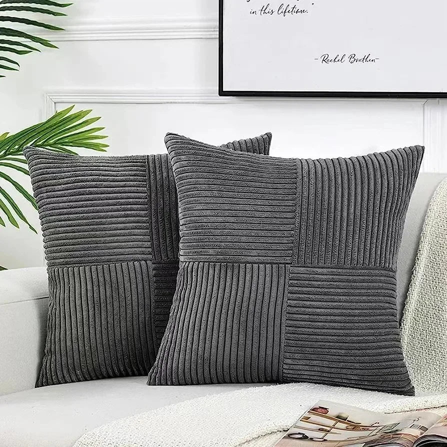Corduroy Kussenhoezen Set | 2x Kussenhoes 45x45 cm met Zachte Ribstructuur
