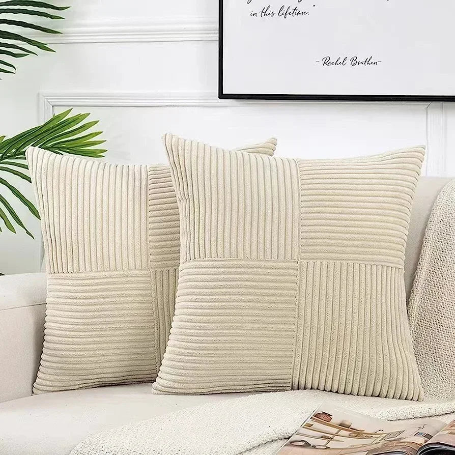 Corduroy Kussenhoezen Set | 2x Kussenhoes 45x45 cm met Zachte Ribstructuur