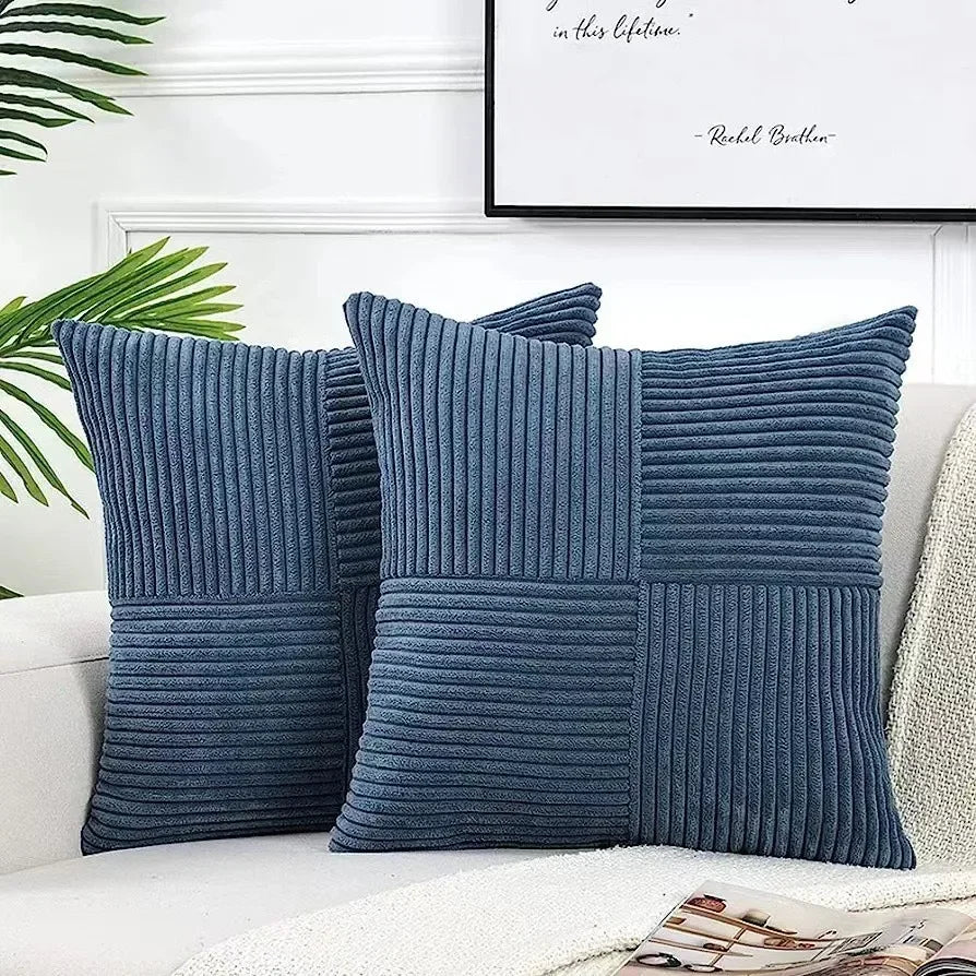 Corduroy Kussenhoezen Set | 2x Kussenhoes 45x45 cm met Zachte Ribstructuur