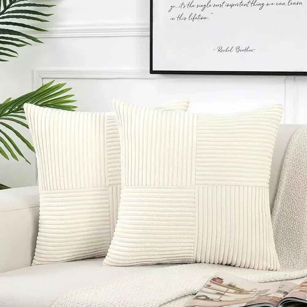 Corduroy Kussenhoezen Set | 2x Kussenhoes 45x45 cm met Zachte Ribstructuur