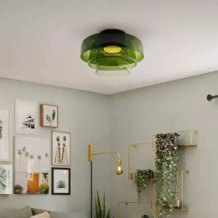 Glazen Plafondlamp – Transparant, Scandinavisch Design met Driekleuren LED voor Woonkamer of Eetkamer