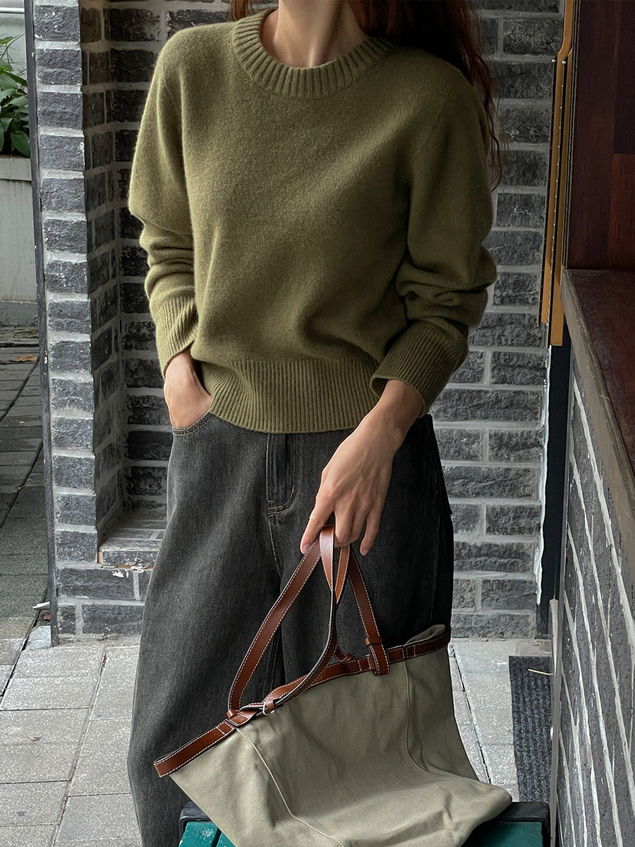 Nora Sweater | Dames trui in groen met losvallende pasvorm