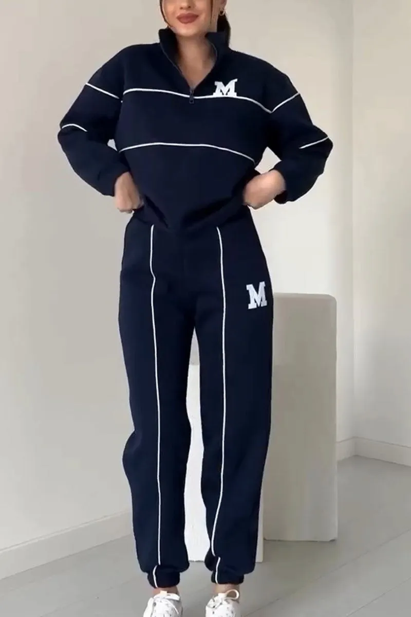 Tracksuit | Dames trainingspak met contrasterende lijnen en relaxed fit