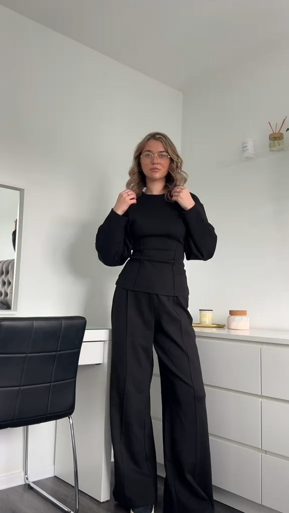 Nour Set | Dames Tweedelige Set met Oversized Top en Wijde High-Waist Broek