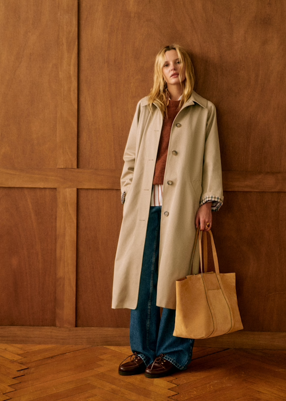 Rose Trenchcoat Dames | Tijdloze Voorjaarsjas met Subtiele Ruitjesvoering