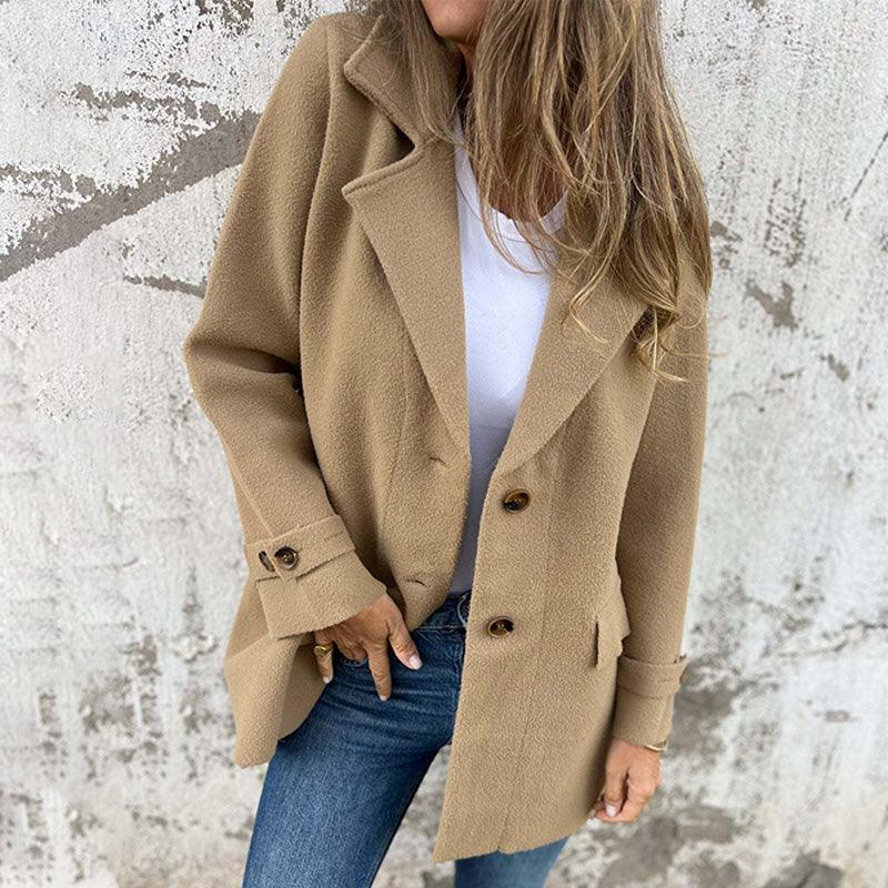 Thera | Dames Reversjas – Getailleerde Enkelrijige Jas met Klassieke Kraag voor Herfst/Winter