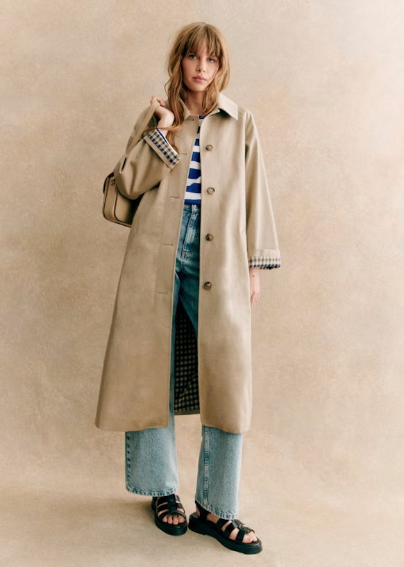 Rose Trenchcoat Dames | Tijdloze Voorjaarsjas met Subtiele Ruitjesvoering