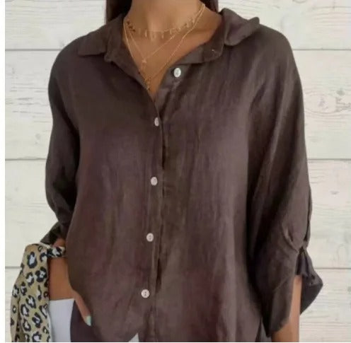 Dorette | Dames Blouse – Relaxte Pasvorm – Lange Mouwen – Ademend Natuurlijk Textiel