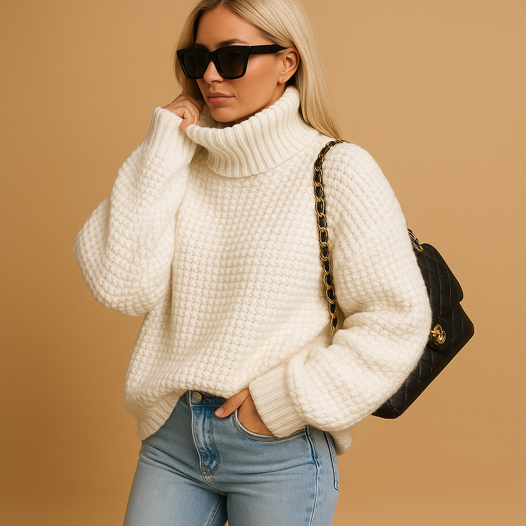 Dames Warme Gebreide Trui – Lange Mouw, Herfst/Winter, Casual