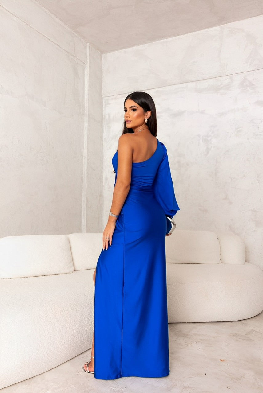 Elegante One-Shoulder Jurk met Gedrapeerde Details