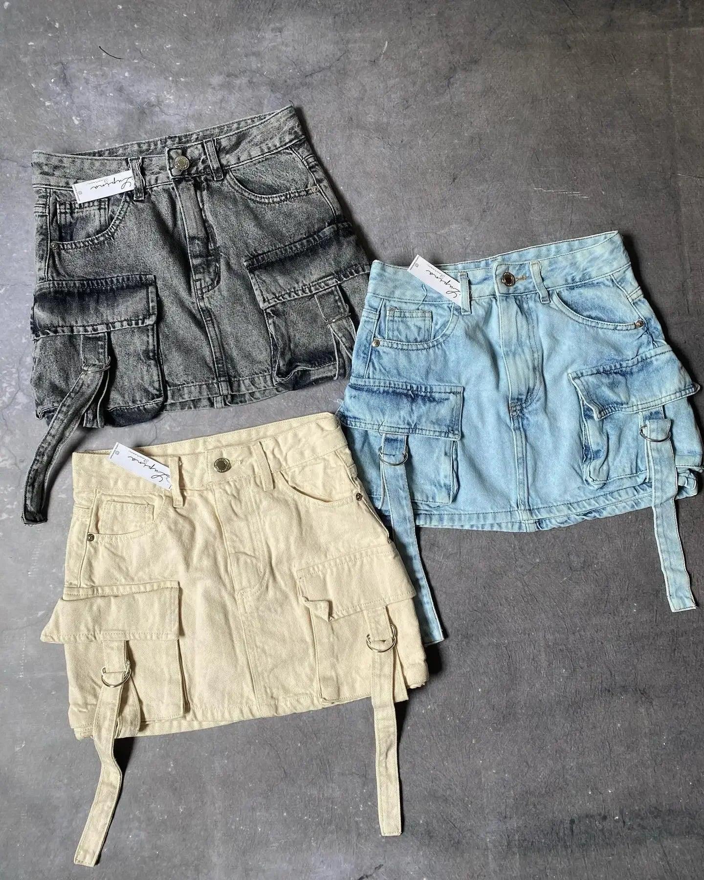 Filomena | Dames Denim Minirok, A-Lijn Pasvorm met Multi-Zakken Design