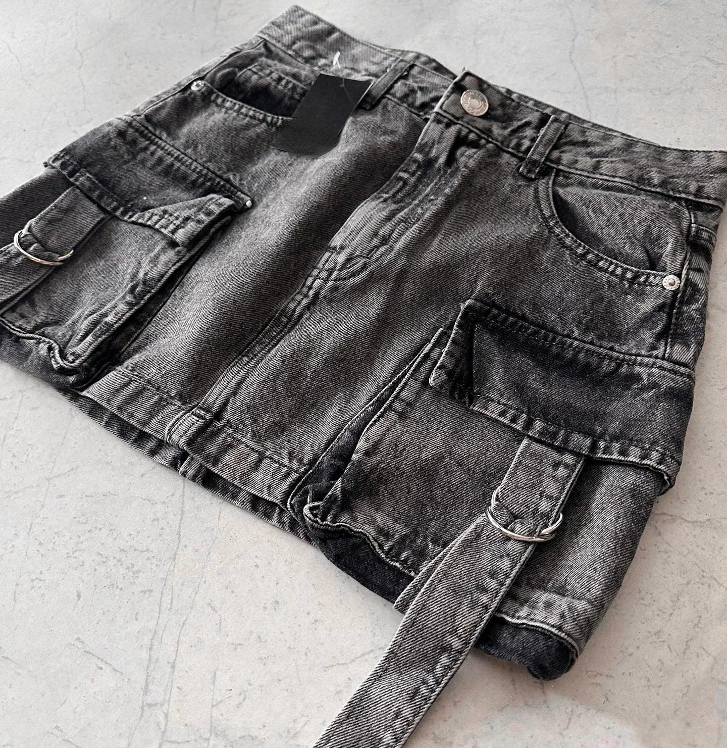 Filomena | Dames Denim Minirok, A-Lijn Pasvorm met Multi-Zakken Design