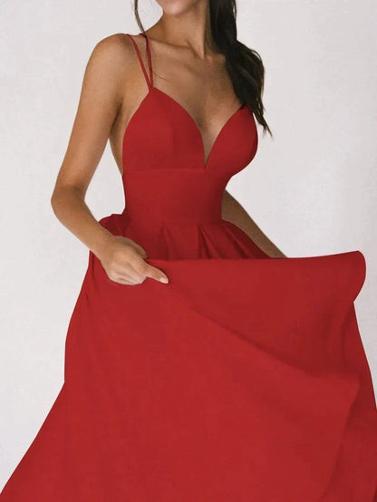 Larissa | Elegante Midi jurk voor Dames - Sexy V-hals en Rugloos Design