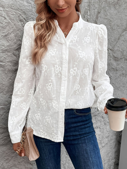 Katrien | Vrouwelijke Kanten Geborduurde Blouse voor Dames - Elegantie en Comfort