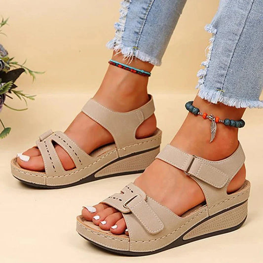 Denise | Dames Orthopedische Sandalen met Verstelbare Klittenbandsluiting – Comfort & Schokdemping bij Hiel- en Voetpijn