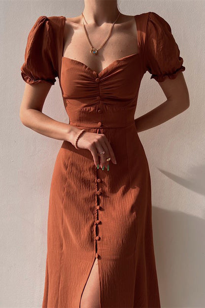Amelina | Effen A-lijn Jurk Dames – V-Hals Jurk met Gespdetail voor Tijdloze Elegantie