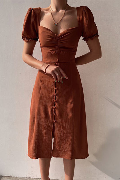 Amelina | Effen A-lijn Jurk Dames – V-Hals Jurk met Gespdetail voor Tijdloze Elegantie