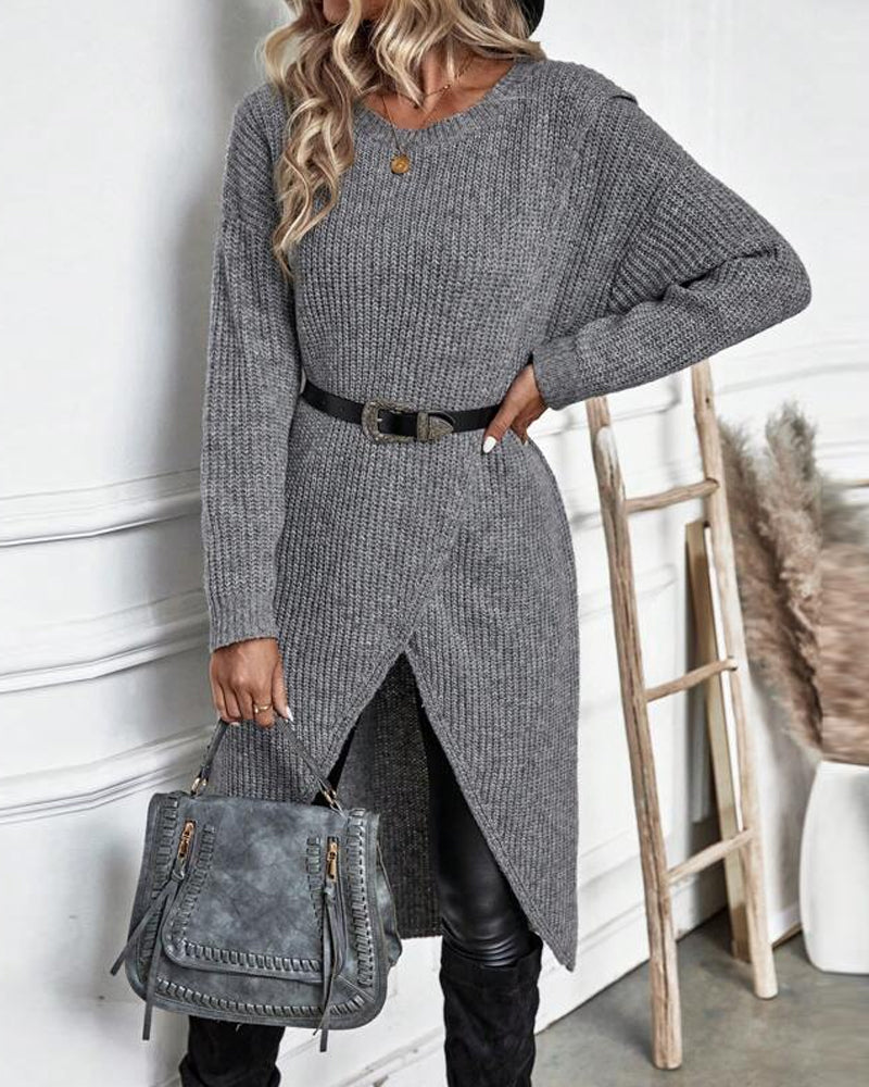 Lisanne Lange Trui-Jurk Dames | Zachte Effen Trui-Jurk met Relax-Fit