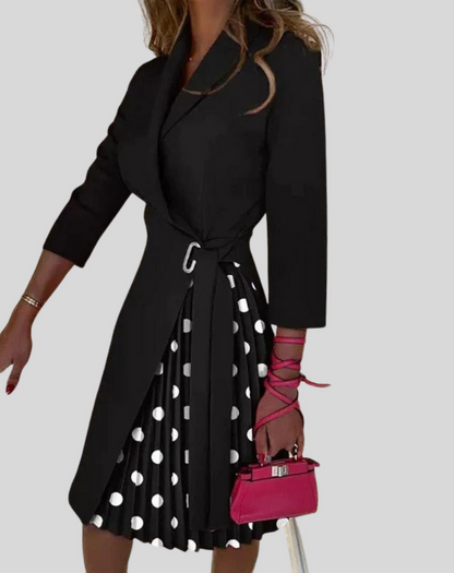 Milou | Dames Blazerjurk met Plissé Rok – Elegante Pasvorm & Stijlvolle Details