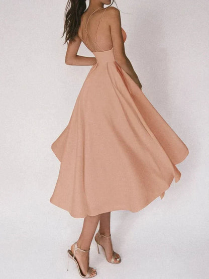 Larissa | Elegante Midi jurk voor Dames - Sexy V-hals en Rugloos Design