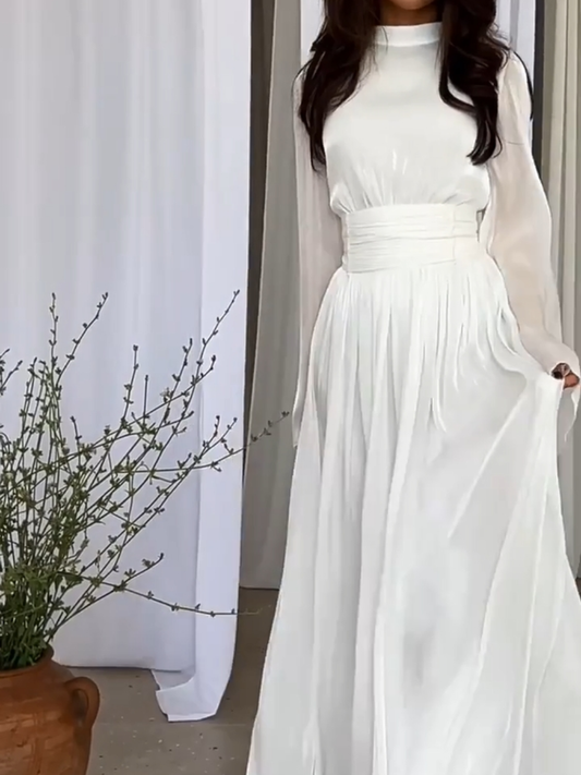 Vela | Dames Maxi-jurk met Strikceintuur – Jurk in Elegant, Soepelvallend Design