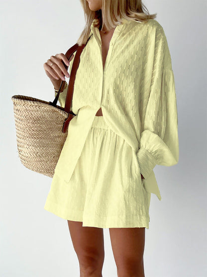 Leone - Dames set met losvallende blouse en luchtige short