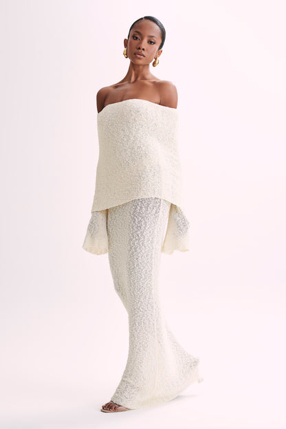 Marissa Off Shoulder Boucle Maxi Dress - Ivory