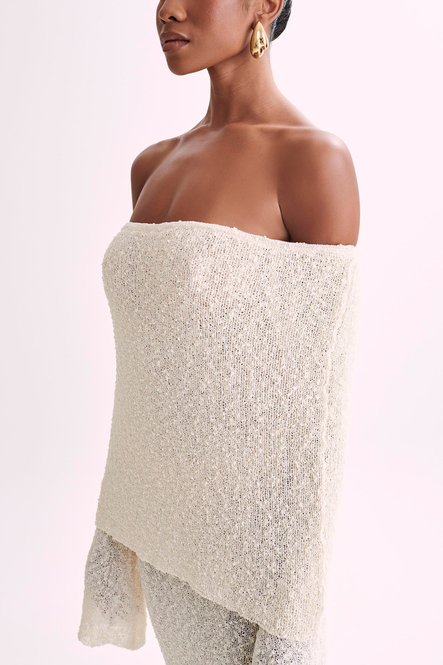 Marissa Off Shoulder Boucle Maxi Dress - Ivory