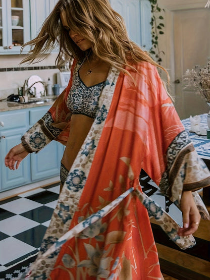 Dames Kimono – Luchtige Bloemenprint met Elegante Ceintuur voor een Verfijnde Look